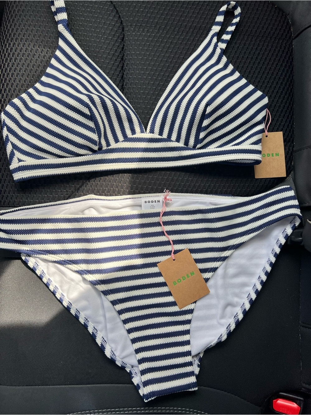Arezzo Boden Navy and White Striped Bikini Top and Bottom